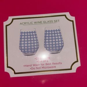 New in Box Lilly Pulitzer Stemless Wine Glass Set of 2, Large Acrylic Wine Glass